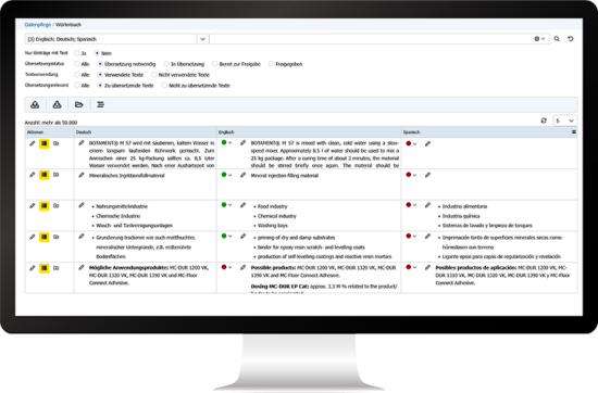 DeepL-unterstützter Übersetzungsprozess im Wörterbuch von ANTEROS Übersetzung der Datenblatt-Texte im Wörterbuch