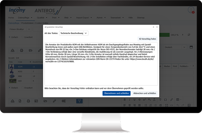 Automatische Texterstellung im PIM