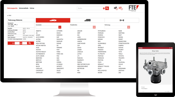 Beispiele von dem Webshop von FTE und der App Provia, die mit ANTEROS erstellt wurden